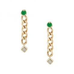 Zoë Chicco 14K Yellow Gold, Diamond & Emerald Curb Chain Drop Earrings