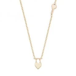 Zoë Chicco Itty Bitty 14K Yellow Gold Heart Padlock & Key Necklace