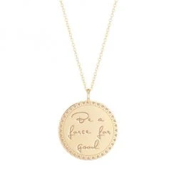 Zoë Chicco Mantra 14K Yellow Gold 'Be A Force For Good' Medium Pendant Necklace