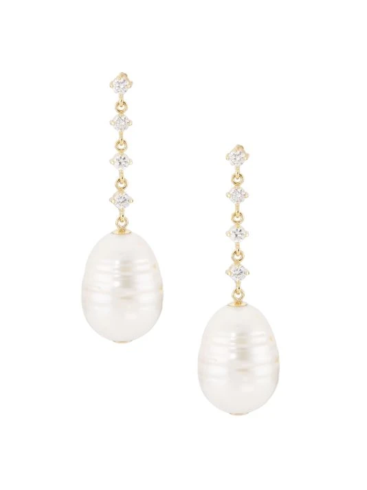Zoë Chicco 14K Yellow Gold, Diamond, & Freshwater Baroque Pearl Drop Earrings 3 Zoë Chicco 14K Yellow Gold, Diamond, & Freshwater Baroque Pearl Drop Earrings