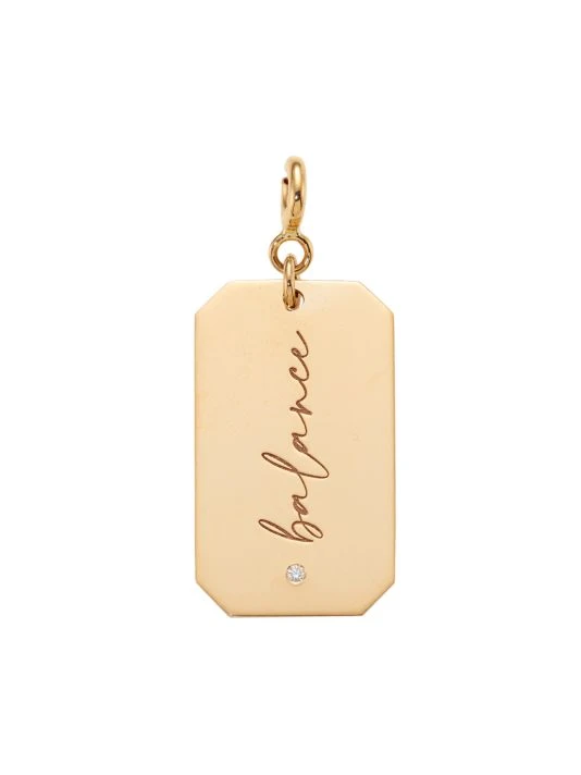 Zoë Chicco 14K Yellow Gold & Diamond 'Balanced' Dog Tag Charm 3 Zoë Chicco 14K Yellow Gold & Diamond 'Balanced' Dog Tag Charm