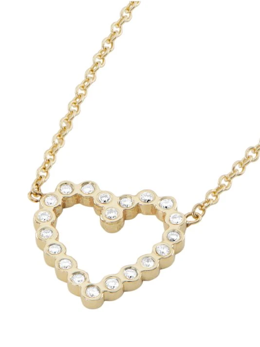Zoë Chicco 14K Yellow Gold & Diamond Small Open Heart Pendant Necklace 6 Zoë Chicco 14K Yellow Gold & Diamond Small Open Heart Pendant Necklace - Image 4
