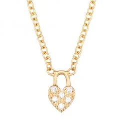 Zoë Chicco Itty Bitty 14K Yellow Gold & Diamond Heart Padlock Pendant Necklace