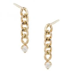 Zoë Chicco 14K Yellow Gold & Diamond Small Curb Chain Drop Earrings
