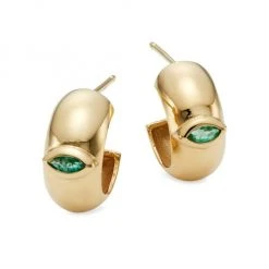 Zoë Chicco 14K Gold & Emerald Huggie Hoops Earrings