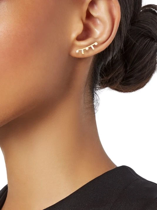 Zoë Chicco Paris 14K Gold & Diamond Small Curved Bar Left Ear Shield 4 Zoë Chicco Paris 14K Gold & Diamond Small Curved Bar Left Ear Shield - Image 2