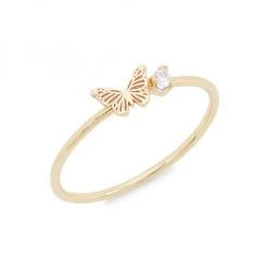Zoë Chicco Itty Bitty Symbols 14K Yellow Gold & White Diamond Ring