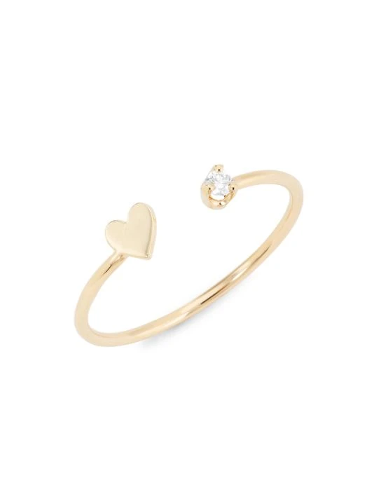 Zoë Chicco Itty Bitty Symbols 14K Yellow Gold & Diamond Open Ring 3 Zoë Chicco Itty Bitty Symbols 14K Yellow Gold & Diamond Open Ring