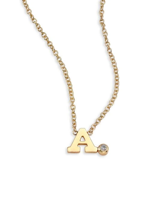 Zoë Chicco Diamond & 14K Yellow Gold Initial Pendant Necklace 5 Zoë Chicco Diamond & 14K Yellow Gold Initial Pendant Necklace - Image 4