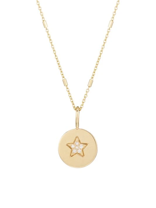 Zoë Chicco Midi Bitty Symbols 14K Yellow Gold & Diamond Star Pendant Necklace 3 Zoë Chicco Midi Bitty Symbols 14K Yellow Gold & Diamond Star Pendant Necklace