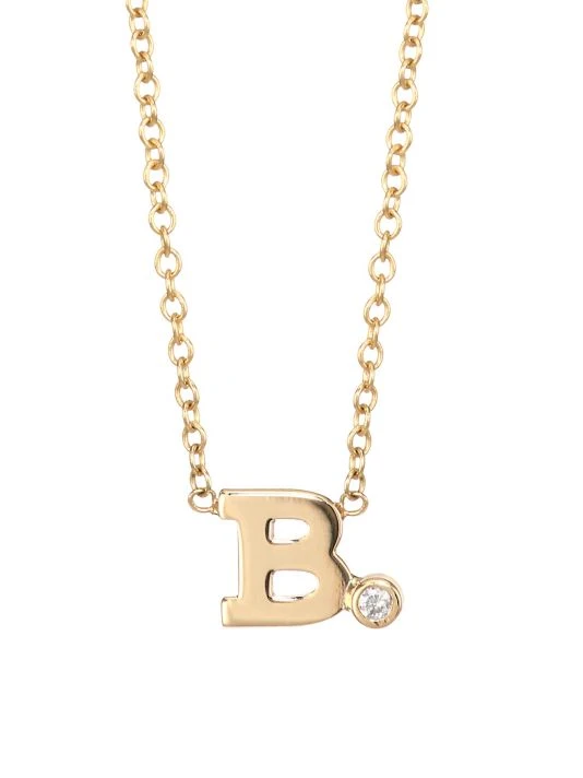 Zoë Chicco Diamond & 14K Yellow Gold Initial Pendant Necklace 6 Zoë Chicco Diamond & 14K Yellow Gold Initial Pendant Necklace - Image 5
