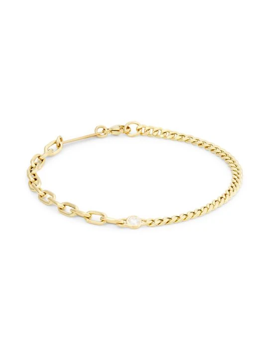 Zoë Chicco 14K Yellow Gold & Diamond Mixed Chain Bracelet 3 Zoë Chicco 14K Yellow Gold & Diamond Mixed Chain Bracelet