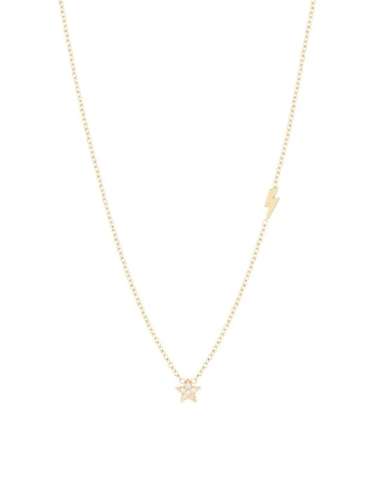 Zoë Chicco Itty Bitty Symbols 14K Gold & Diamond Star & Lightning Bolt Chain Necklace 3 Zoë Chicco Itty Bitty Symbols 14K Gold & Diamond Star & Lightning Bolt Chain Necklace