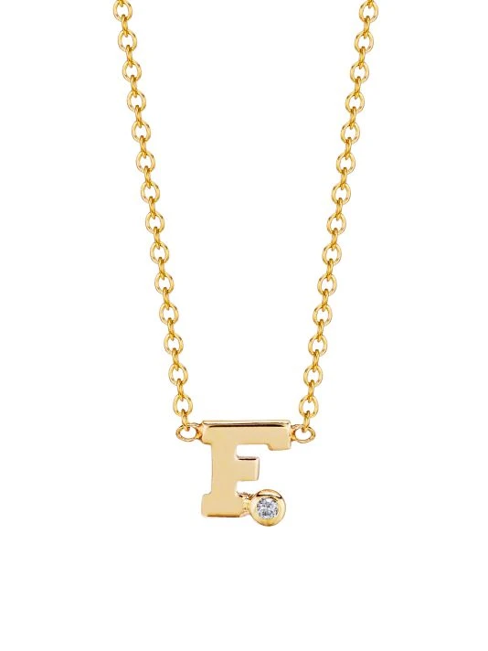 Zoë Chicco Diamond & 14K Yellow Gold Initial Pendant Necklace 10 Zoë Chicco Diamond & 14K Yellow Gold Initial Pendant Necklace - Image 9