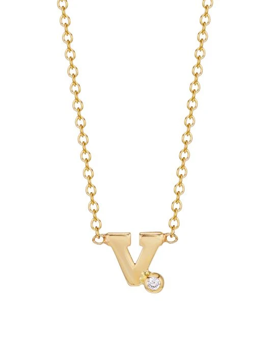 Zoë Chicco Diamond & 14K Yellow Gold Initial Pendant Necklace 11 Zoë Chicco Diamond & 14K Yellow Gold Initial Pendant Necklace - Image 10