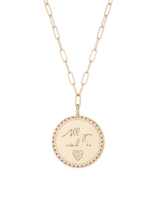 Zoë Chicco Mantra 14K Yellow Gold & Diamond 'All You Need Is Love' Pendant Necklace 3 Zoë Chicco Mantra 14K Yellow Gold & Diamond 'All You Need Is Love' Pendant Necklace