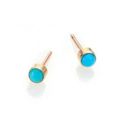 Zoë Chicco Turquoise & 14K Yellow Gold Stud Earrings