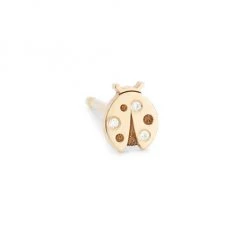 Zoë Chicco Itty Bitty Symbols 14K Yellow Gold Single Ladybug Stud Earring