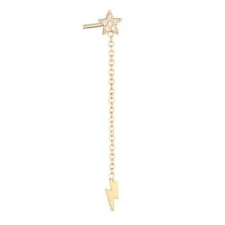 Zo&euml; Chicco Itty Bitty Symbols 14K Gold & Diamond Star & Lightning Bolt Drop Earring