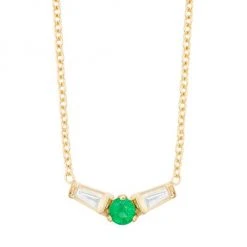 Zoë Chicco 14K Yellow Gold, Emerald & Diamond Baguette Necklace