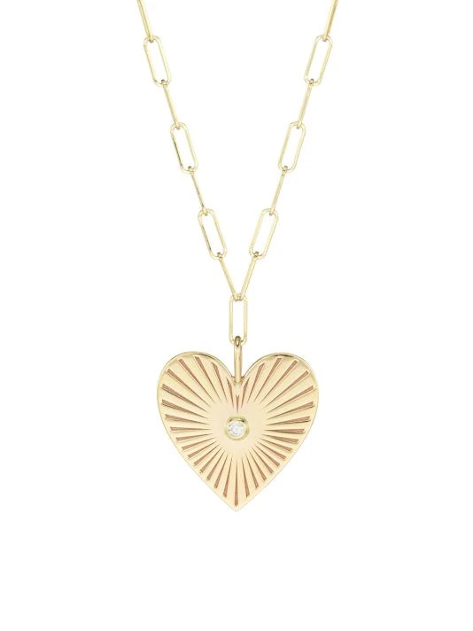 Zoë Chicco Medallion 14K Gold & Diamond Radiant Heart Medallion Charm Necklace 3 Zoë Chicco Medallion 14K Gold & Diamond Radiant Heart Medallion Charm Necklace