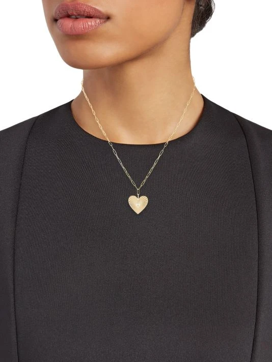 Zoë Chicco Medallion 14K Gold & Diamond Radiant Heart Medallion Charm Necklace 4 Zoë Chicco Medallion 14K Gold & Diamond Radiant Heart Medallion Charm Necklace - Image 2