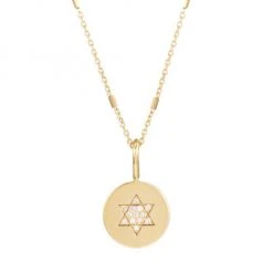 Zoë Chicco Midi Bitty Symbols 14K Yellow Gold & Diamond Star Of David Pendant Necklace