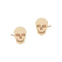 Zo&euml; Chicco Itty Bitty 14K Yellow Gold Skull Stud Earrings