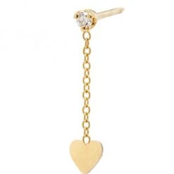 Zoë Chicco Itty Bitty 14K Yellow Gold & Diamond Heart Drop Earring