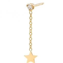 Zoë Chicco Itty Bitty 14K Yellow Gold & Diamond Star Drop Earring