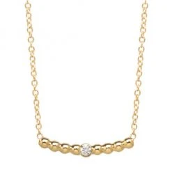 Zoë Chicco Gold Beads 14K Yellow Gold & Diamond Curved Bar Pendant Necklace