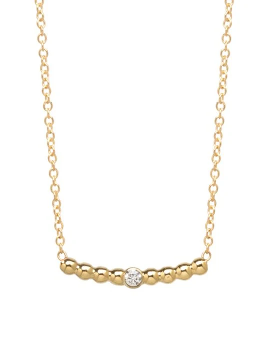 Zoë Chicco Gold Beads 14K Yellow Gold & Diamond Curved Bar Pendant Necklace 3 Zoë Chicco Gold Beads 14K Yellow Gold & Diamond Curved Bar Pendant Necklace