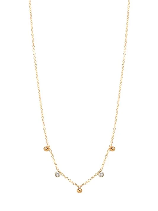Zoë Chicco Gold Beads 14K Yellow Gold & Diamond Scattered Charm Necklace 3 Zoë Chicco Gold Beads 14K Yellow Gold & Diamond Scattered Charm Necklace