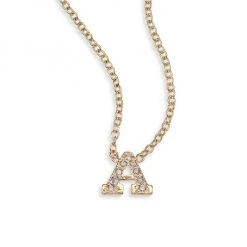 Zoë Chicco Pavé Diamond & 14K Yellow Gold Initial Pendant Necklace Initial E