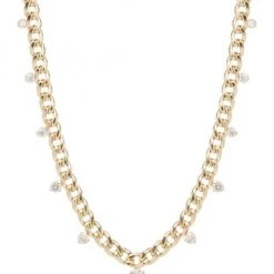 Zoë Chicco 14K Yellow Gold & Diamond Drops Medium Curb-Link Necklace
