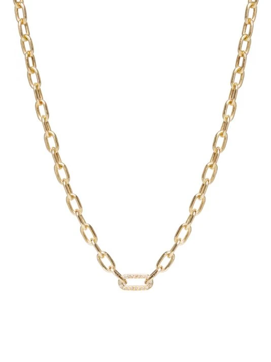Zoë Chicco 14K Yellow Gold & Diamond Medium Square-Oval Link Necklace 3 Zoë Chicco 14K Yellow Gold & Diamond Medium Square-Oval Link Necklace