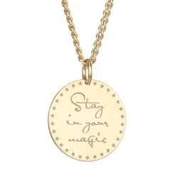 Zoë Chicco Mantras 14K Yellow Gold "Stay In Your Magic" Disc Pendant Necklace