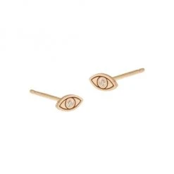 Zo&euml; Chicco 14K Yellow Gold & Diamond Itty Bitty Evil Eye Stud Earrings