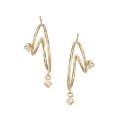 Zo&euml; Chicco 14K Yellow Gold & Diamond Small Double-Wire Hoop Earrings