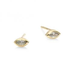 Zo&euml; Chicco Marquise Diamond & 14K Yellow Stud Earrings