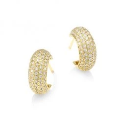Zoë Chicco 14K Yellow Gold & Diamond Pavé Thick Huggie Hoop Earrings
