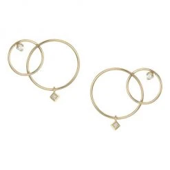 Zo&euml; Chicco Paris 14K Yellow Gold & Diamond Mixed Interlocking Circle Stud Earrings
