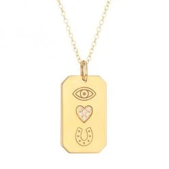 Zoë Chicco 14K Yellow Gold & Diamond Eye Heart U Dog Tag Pendant Necklace