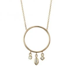 Zoë Chicco 14K Yellow Gold & Diamond Charm Circle Pendant Necklace