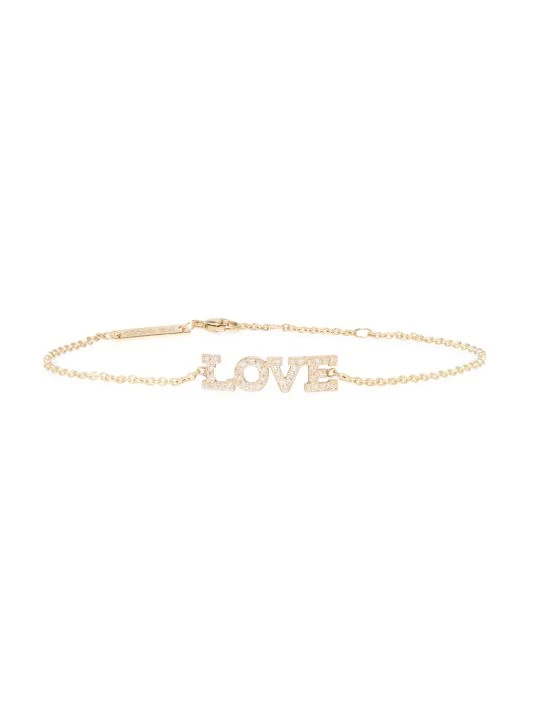 Zoë Chicco 14K Yellow Gold & Diamond Love Pendant Bracelet 3 Zoë Chicco 14K Yellow Gold & Diamond Love Pendant Bracelet