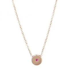 Zoë Chicco Medium 14K Rose Gold & Ruby Disc Necklace