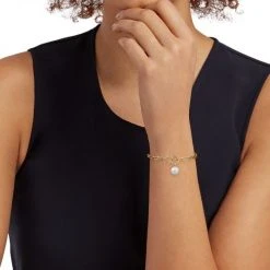Zoë Chicco Medium 14K Yellow Gold & 8MM Pearl Charm Oval-Link Bracelet -Outlet Zoë Chicco Store unnamed file 611