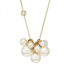 Zo&euml; Chicco 14K Yellow Gold, Diamond & 4-8MM Pearl Cluster Pendant Long Necklace
