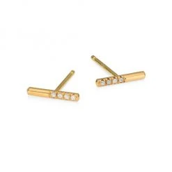 Zoë Chicco 14K Gold Diamond Bar Stud Earrings