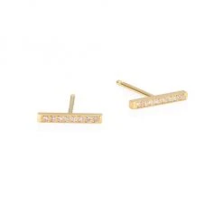 Zoë Chicco Pavé Diamond 14K Gold Bar Studs
